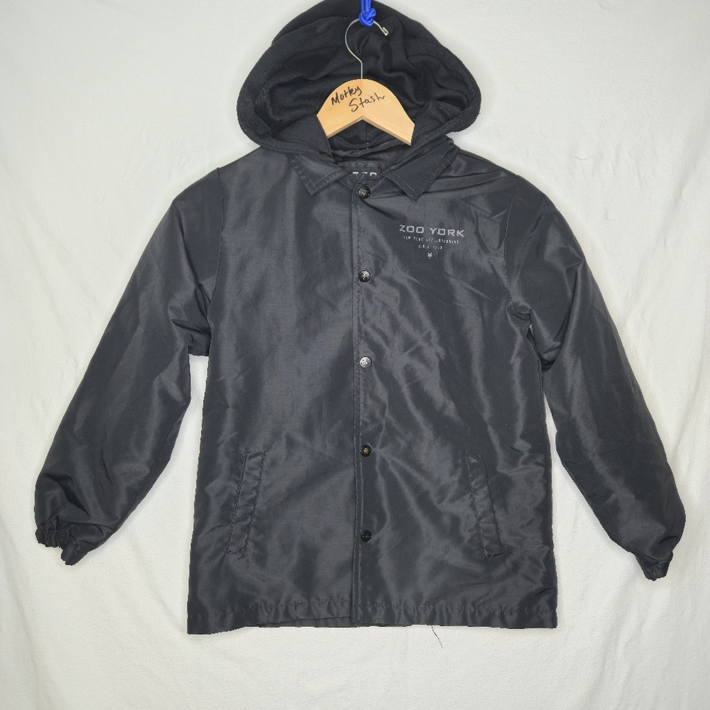 Zoo York Youth Black Jacket With Detachable Hood Size Small 7/8